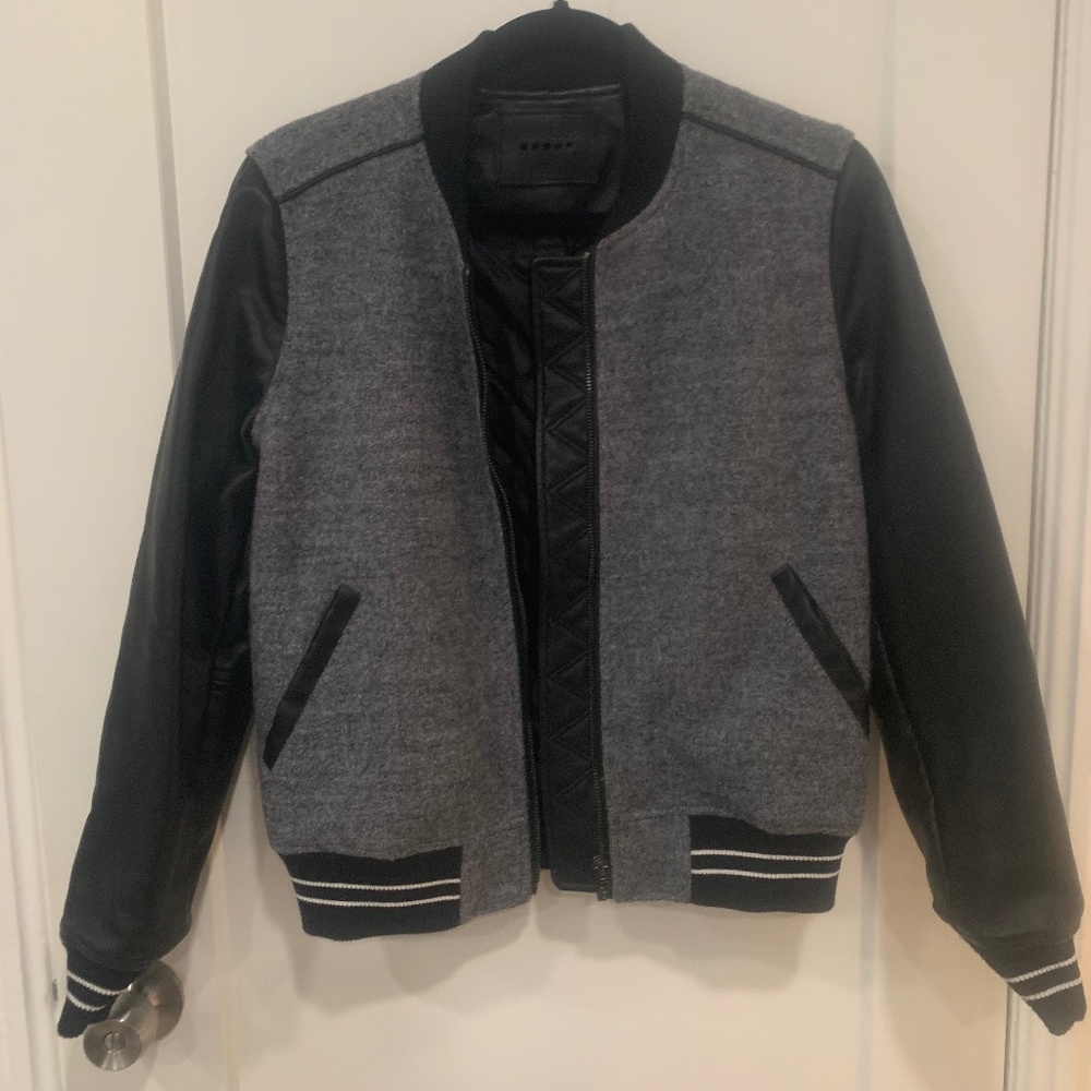 Blank NYC medium gray varsity jacket